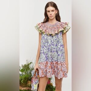Celia B Floral Dusteen Ruffle Mini Dress Size Small
